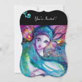 LADY BLUE MASK Masquerade Party, Rote Schwarze Blü Einladung (Vorderseite)