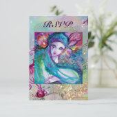 LADY BLUE MASK Pearkle Sparkle Masquerade Party UA RSVP Karte (Stehend Vorderseite)