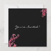 LADY BLUE MASK Rot Gelbe Wirbel Masquerade Party Einladung (Rückseite)