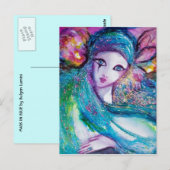 LADY BLUE MASK Venezianisch Masquerade Party Postkarte (Vorne/Hinten)
