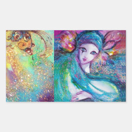 LADY BLUE MASK Venezianisch Masquerade Party Rechteckiger Aufkleber