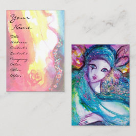 LADY BLUE MASK Venezianisch Masquerade Pink Gold R Visitenkarte