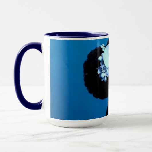 Lady Blue Postkarte Tasse (Links)