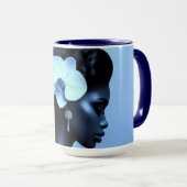 Lady Blue Postkarte Tasse (VorderseiteRechts)