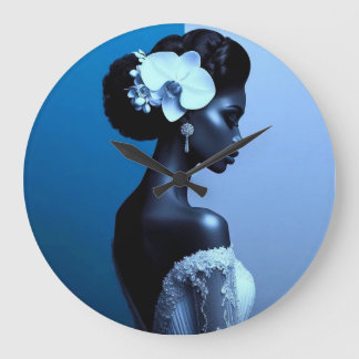 Lady Blue Wall Clock Alicia C Lacy Art Große Wanduhr