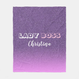 Lady Boss auf rosa lila Glitzer Fleecedecke