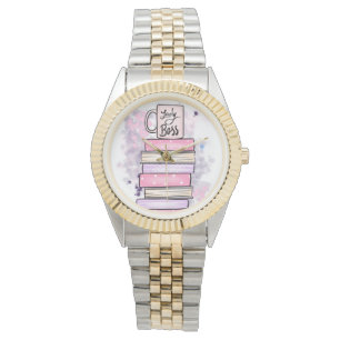 Lady Boss Books und Tasse Armbanduhr