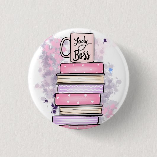 Lady Boss Books und Tasse Button (Vorderseite)