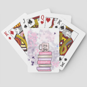 Lady Boss Books und Tasse Spielkarten