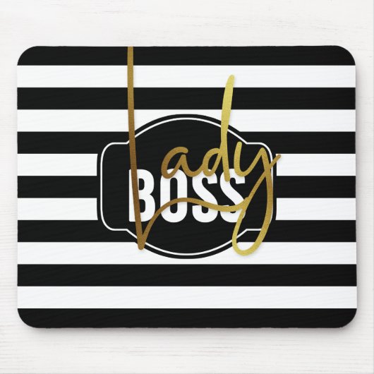 Lady Boss - Schwarz-Weiß- und Goldstreifen-Mousepa Mousepad (Vorne)