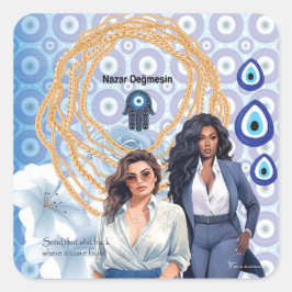 Lady Boss Türkisches böses Auge Quadratischer Aufkleber