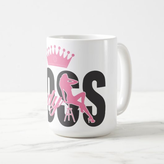 Lady Boss Typografie Art Kaffeetasse (VorderseiteRechts)