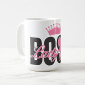 Lady Boss Typografie Art Kaffeetasse (Vorderseite Links)