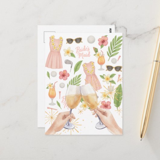 Lady Bride Junggeselinnen-Abschied zum Thema Golf Postkarte (Vorderseite/Rückseite Beispiel)