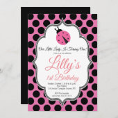 Lady Bug 1. Geburtstag Einladung (Vorne/Hinten)