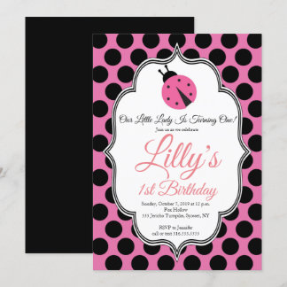 Lady Bug 1. Geburtstag Einladung