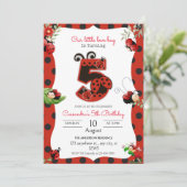 Lady Bug 5. Geburtstagsparty Einladung (Stehend Vorderseite)