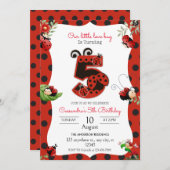 Lady Bug 5. Geburtstagsparty Einladung (Vorne/Hinten)