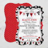 Lady Bug and Blume Print Baby Showeinladungen Einladung (Vorne/Hinten)