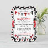 Lady Bug and Blume Print Baby Showeinladungen Einladung (Stehend Vorderseite)