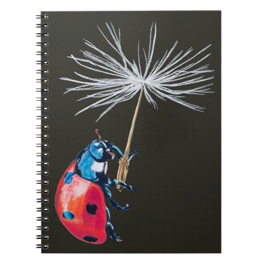 Lady Bug and Dandelion Seed Spiralband Notizblock (Vorderseite)