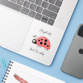 Lady Bug atmen Angst Zitat mit Namen Aufkleber (Laptop mit iPhone)