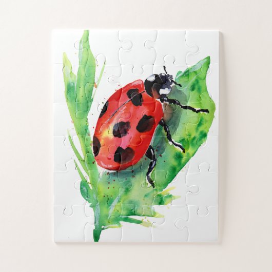 Lady Bug auf einem grünen Leaf Puzzle (Vertikal)