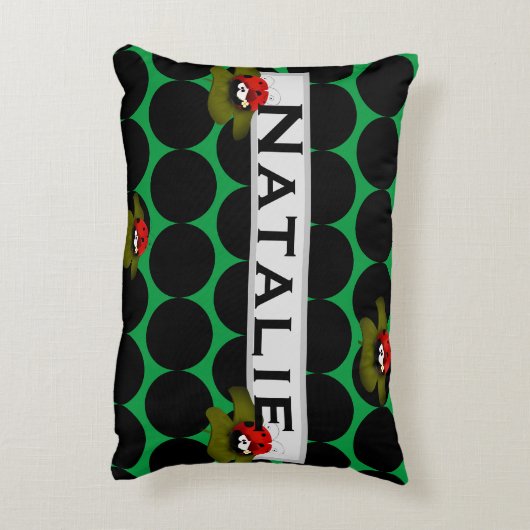 Lady Bug auf Lilly Pad Accent Kissen (Rückseite(Vertikal))