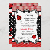 Lady Bug Baby Shower, Baby Girl, Picnic Theme Einladung (Vorne/Hinten)