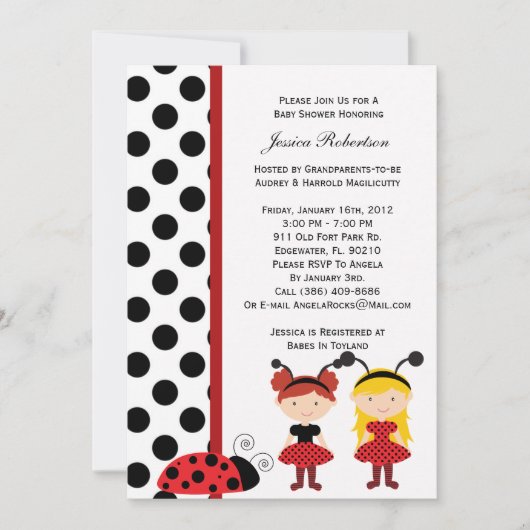 Lady Bug Baby Shower Einladung (Vorderseite)