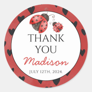 Lady Bug Baby Shower Runder Aufkleber
