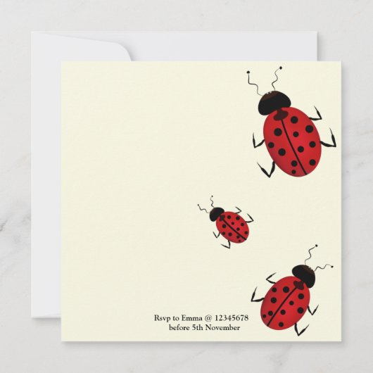 Lady Bug-Bird-Baby Dusche-Thema Einladung (Rückseite)