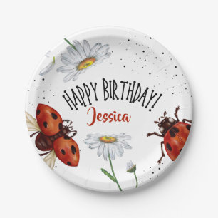 Lady Bug Birthday Garden Party Pappteller