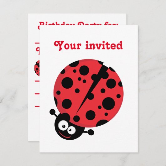 Lady Bug Birthday Invite Einladung (Vorne/Hinten)