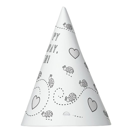 Lady Bug Birthday Party - Farbe für Ihr eigenes Pa Partyhütchen (Rechts)