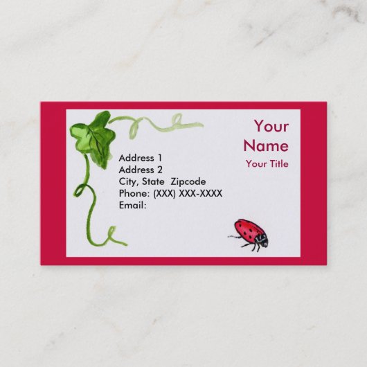 Lady Bug Business Card Visitenkarte (Vorderseite)