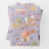 Lady Bug Butterfly Toad Gnome Fairy Garden Lila Geschenkpapier Set (Beispiel)