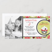 Lady Bug & Cupcake Geburtstags Einladungsfotokarte (Vorne/Hinten)