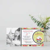 Lady Bug & Cupcake Geburtstags Einladungsfotokarte (Stehend Vorderseite)
