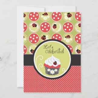 Lady Bug & Cupcake zum Geburtstag Einladung