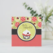 Lady Bug & Cupcake zum Geburtstag Einladung (Stehend Vorderseite)