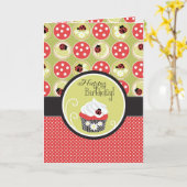 Lady Bug & Cupcake zum Geburtstag Karte (Gelbe Blume)