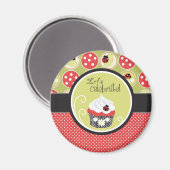 Lady Bug & Cupcake zum Geburtstag Magnet (Vorderseite/Rückseite)