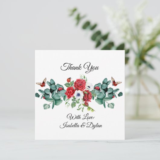 Lady Bug Design Danke Karte (Stehend Vorderseite)