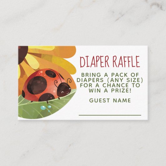 Lady Bug Diaper Raffle Begleitkarte (Vorderseite)