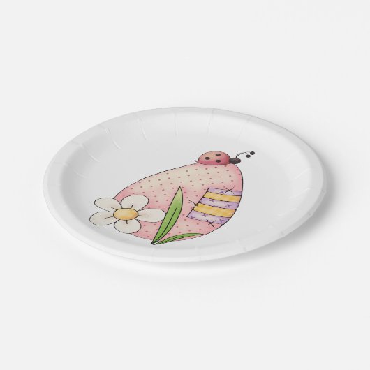 Lady Bug Easter Egg Pappteller (Schrägansicht)