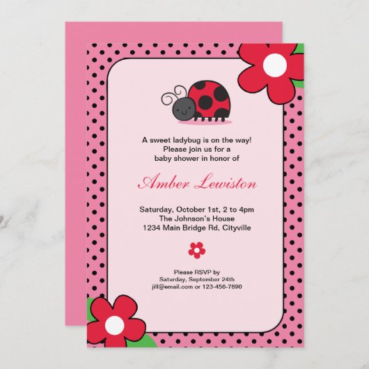 Lady Bug Einladung (Vorne/Hinten)