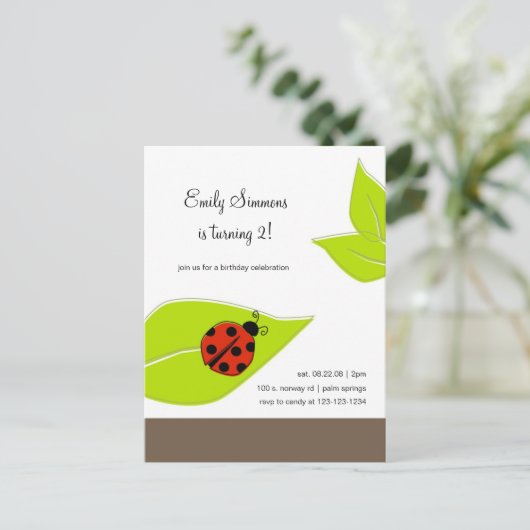 Lady Bug Einladung zum Geburtstag (Stehend Vorderseite)