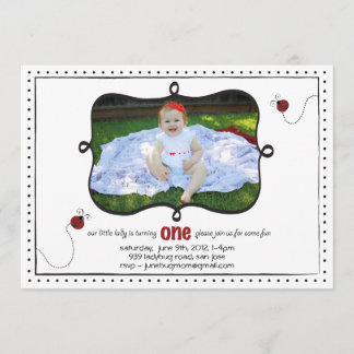 Lady Bug Erster Geburtstag Einladung