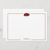 Lady Bug Flat Note Card Stationery (#FLAT 009) Mitteilungskarte (Vorne/Hinten)